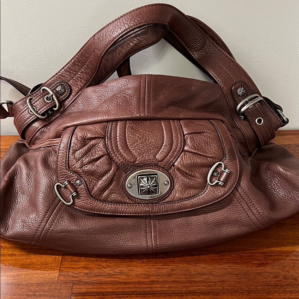 B. Makowsky Rich Brown Leather Shoulder Bag